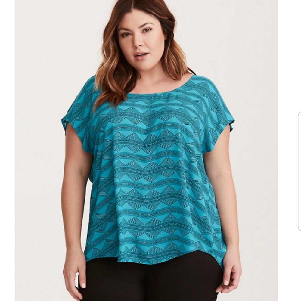 Torrid Diamond Print Georgette Blouse strappy back
